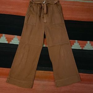 Free People wide leg trousers with tie belt.